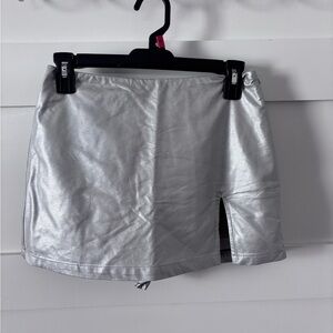 Silver Mini Skort with Side Slit